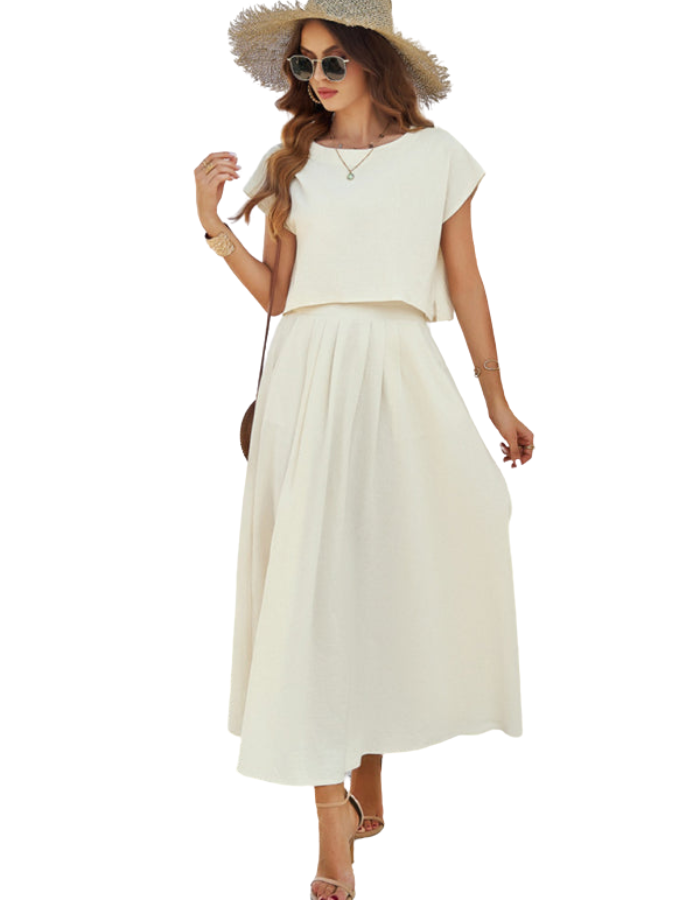 SHOPIQAT New Spring and Summer Casual Sleeveless Top and Long Skirt Suit - Premium from shopiqat - Just $11.200! Shop now at shopiqat